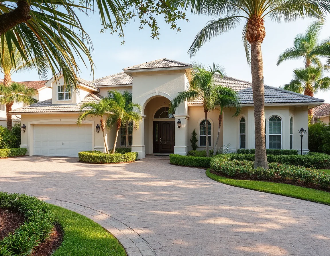 Boca Raton home exterior with tropical landscaping