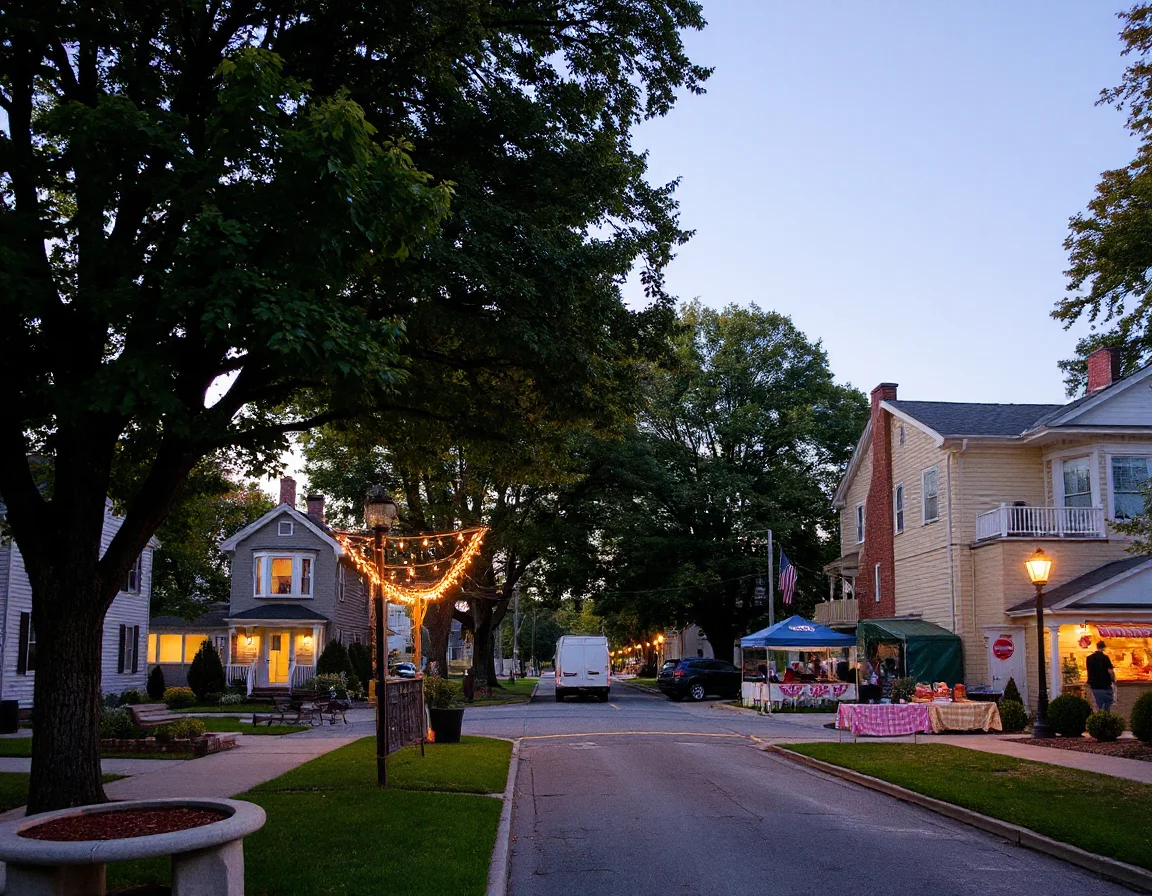 Inviting Rhode Island neighborhood streetscape
