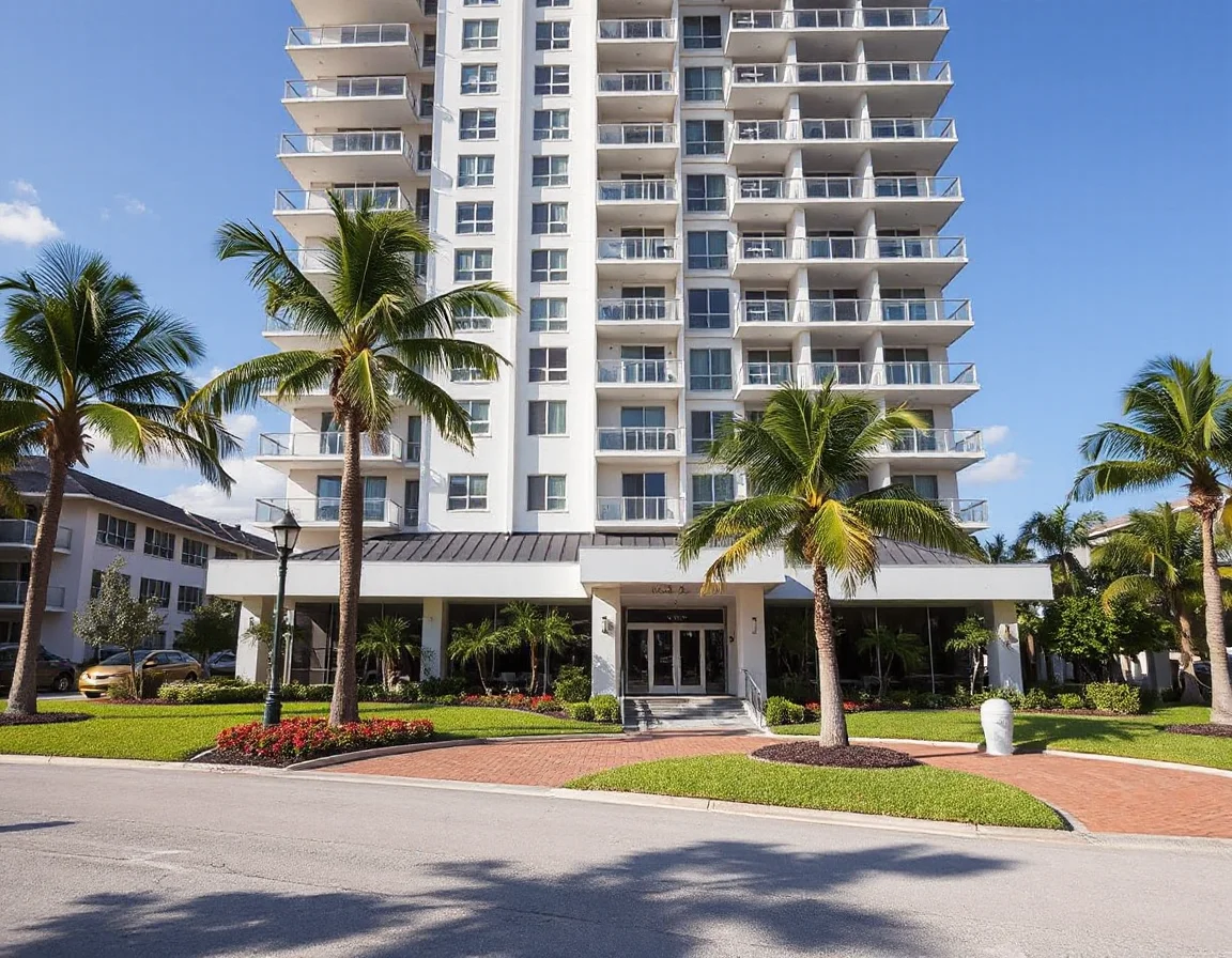 Modern condominium building exterior in Miami