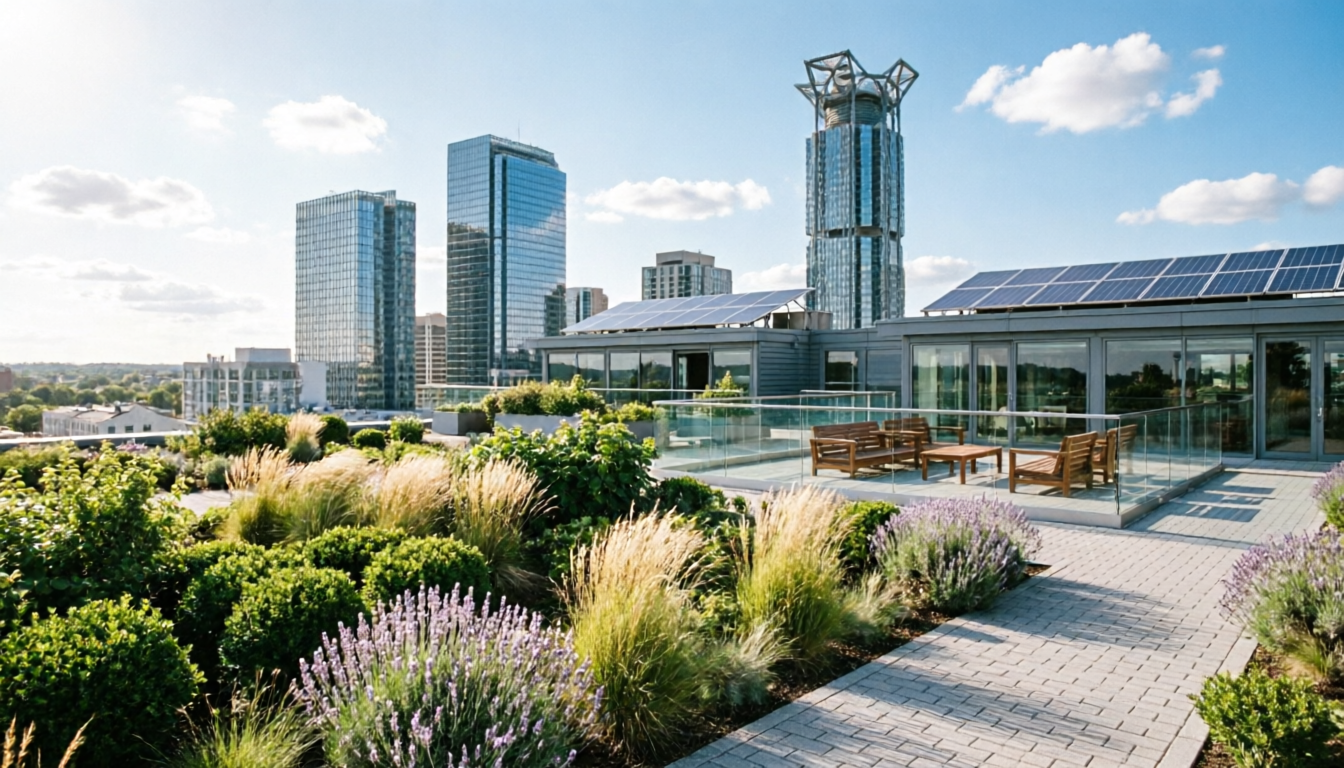 rooftop garden city skyline