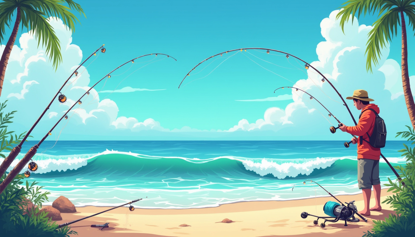 Discover the <b>Best Fishing Rods for Saltwater Surf Casting</b>: Top Picks for Anglers’ style=’display: block; margin: auto; max-width: 100%; height: auto;’></p><h2>Key Takeaways</h2><ul><li>Saltwater surf casting requires specialized fishing rods designed for durability and performance.</li><li>Key features to consider include rod length, power, action, and material for effective surf casting.</li><li>Top picks for saltwater surf casting rods combine quality construction with sensitivity and strength.</li><li>Proper maintenance of fishing rods is essential for longevity and optimal performance in harsh saltwater conditions.</li><li>Choosing the right fishing rod can greatly enhance your fishing experience and success on the beach.</li></ul><h3>Understanding Saltwater Surf Casting</h3><p>Saltwater surf casting is a popular method for anglers seeking to catch fish from the shoreline, providing not only the thrill of the catch but also breathtaking beachside scenery.</p><p>To experience the best results on your fishing expedition, selecting the <b>best fishing rods for saltwater surf casting</b> is crucial.</p><p>These rods are designed to withstand harsh marine conditions and cast heavy lures or baits over long distances.</p><p>When choosing a rod, consider factors such as length, action, and material—most anglers prefer a 10 to 13-foot rod for optimal casting ability and leverage against larger saltwater species.</p><p>Additionally, look for rods made from fiberglass or graphite, as they offer the perfect balance of strength and sensitivity.</p><p>By investing in high-quality surf casting rods, you’ll enhance your fishing experience and increase your chances of a successful catch.</p><h3>Key Features to Look for in Fishing Rods</h3><p>When searching for the <b>best fishing rods for saltwater surf casting</b>, there are several key features that should be top of mind to ensure you get the most out of your angling experience.</p><p>First and foremost, consider the rod’s power and action: a medium to medium-heavy power rod with a fast action is often ideal for casting long distances while still having the backbone to handle larger saltwater fish.</p><p>Next, look for materials such as graphite or fiberglass that offer the perfect balance of sensitivity and durability to withstand ocean conditions.</p><p>The length of the rod is also crucial; longer rods (typically ranging from 9 to 12 feet) provide enhanced casting distance and leverage against strong surf currents.</p><p>Additionally, pay attention to the rod’s guides; corrosion-resistant ceramic or stainless steel guides will help maintain the rod’s performance over time.</p><p>Lastly, consider the handle; rubber or EVA foam grips are recommended for comfort and a secure hold, especially in wet conditions.</p><p>By focusing on these key features, you can confidently choose the <b>best fishing rods for saltwater surf casting</b>, enhancing both your performance and enjoyment on the water.</p><blockquote><p>‘The fishing was good; it was the catching that was bad.’ – A.K. Best</p></blockquote><p><a href=