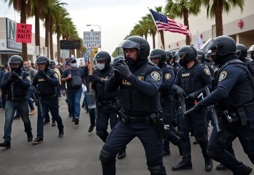 Representação visual de Immigration Raids Intensify in LA as Protesters Clash with Federal Agents