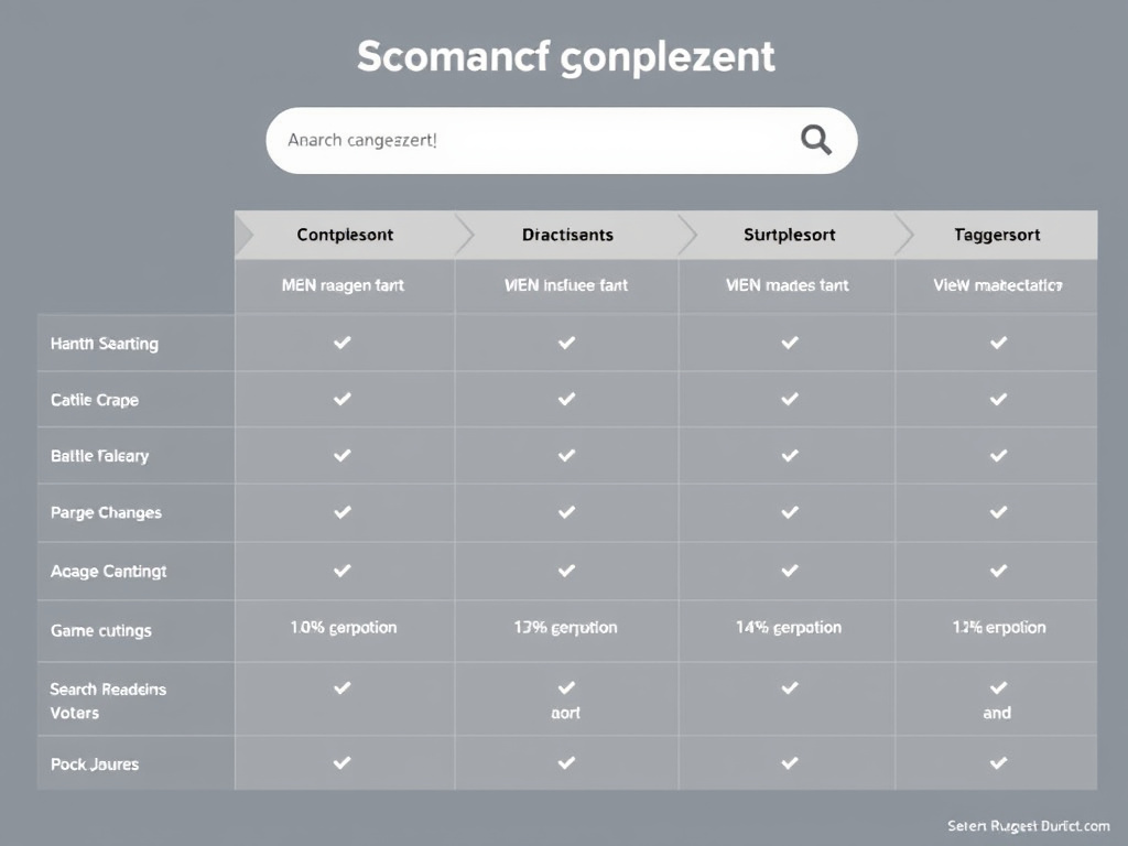 comparison chart of search engine features in a professional corporate style