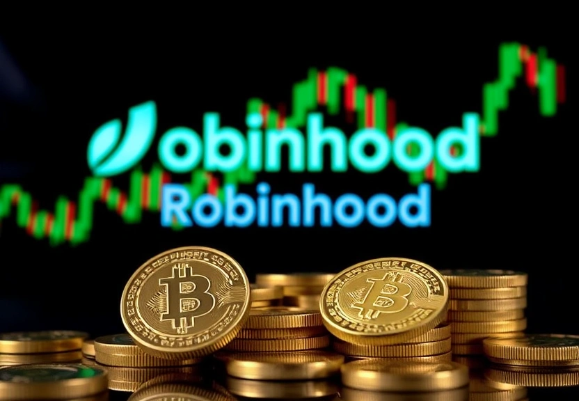 Representação visual de Robinhood Shares Ride Crypto Boom Back to Record Highs
