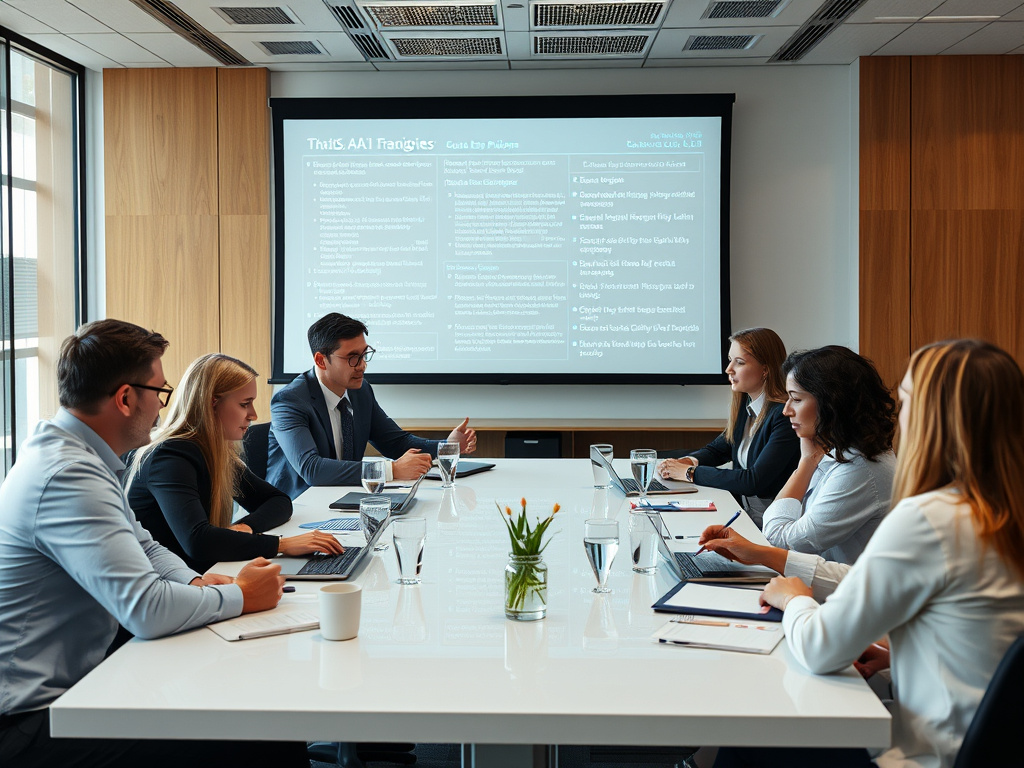 corporate meeting discussing data privacy policies with focus on ethical AI and user rights