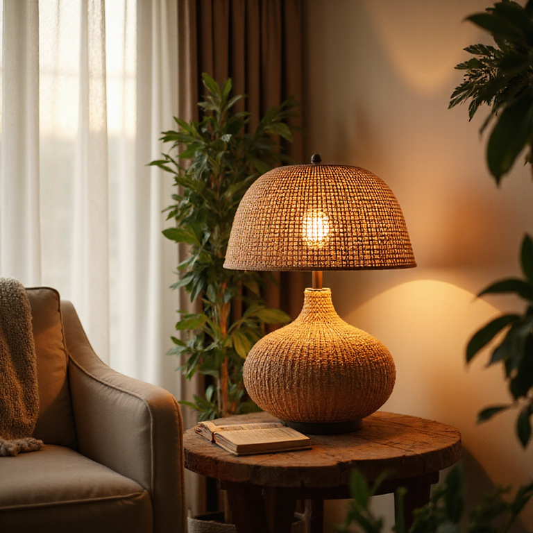 Stylish Rattan Lamp Shade Outdoors