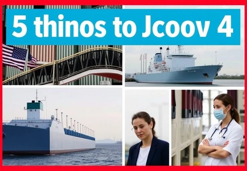 Representação visual de 5 things to know for June 4: Tariffs, Navy ships, DOGE cuts, Violent crime prevention, Gender-affirming care