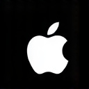 Apple logo in black, clean and simple