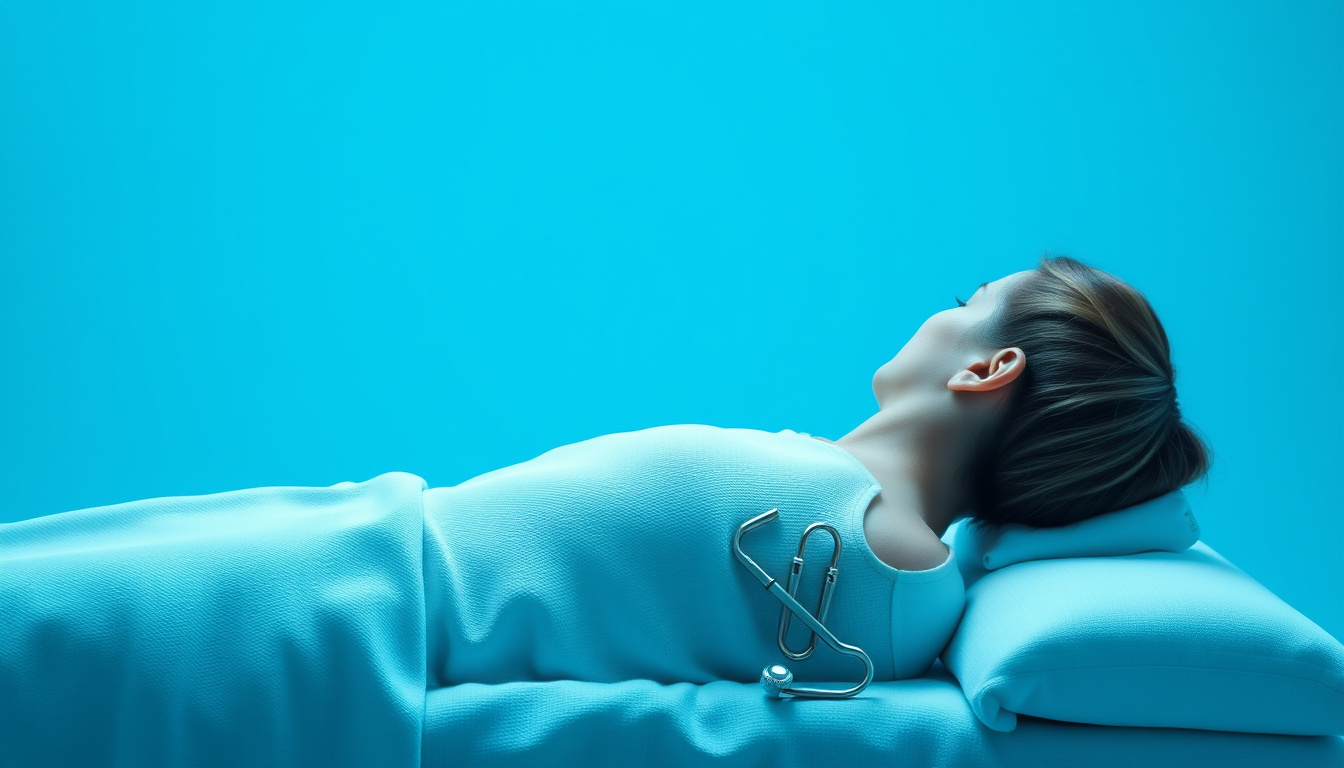  A visual of soothing spinal therapy with calming blue tones and medical tools