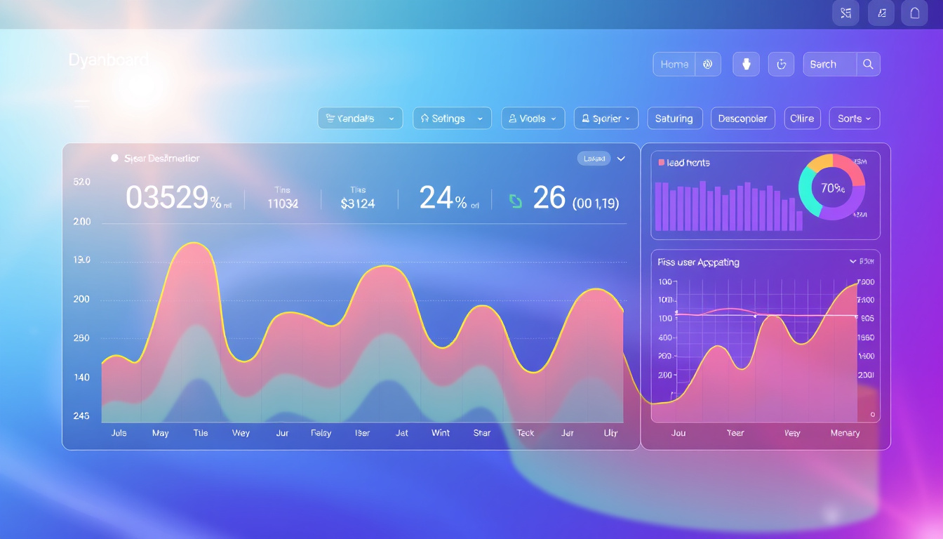 Dynamic digital marketing dashboard with rising user metrics
