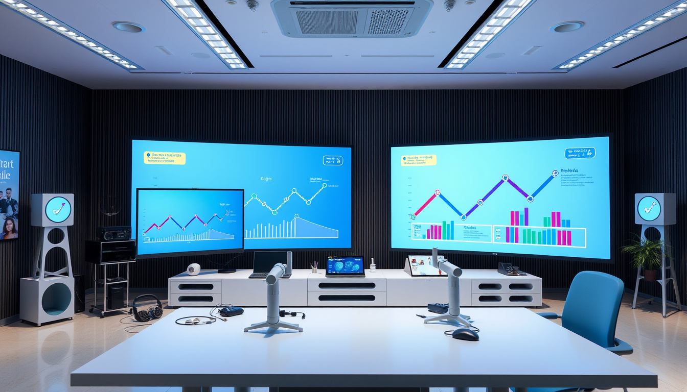  An advanced digital training setup with interactive screens and educational gadgets
