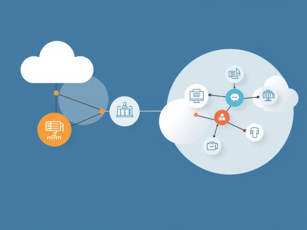 illustration of network data flow optimization with corporate style diagram