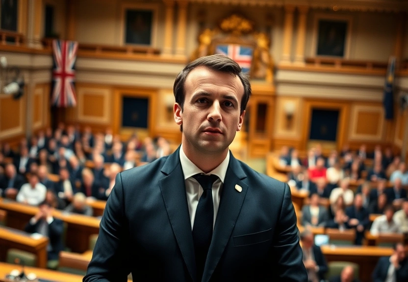 Representação visual de Cinco principais lições do discurso impactante de Macron no Parlamento do Reino Unido