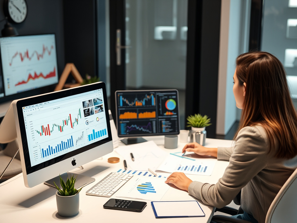 professional business team analyzing digital marketing data on a computer with charts and graphs