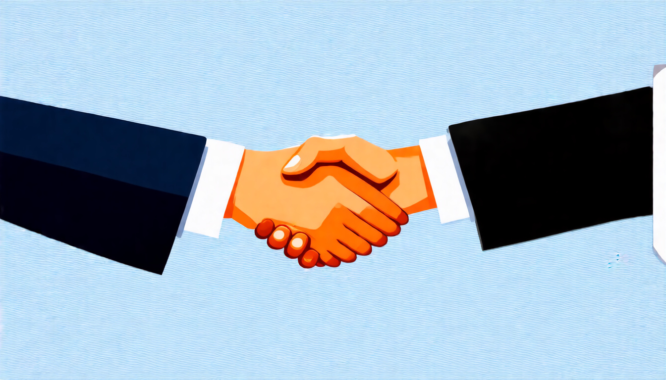  Professional handshake between entrepreneur and insurance agent, symbolizing trust and protection in business environment