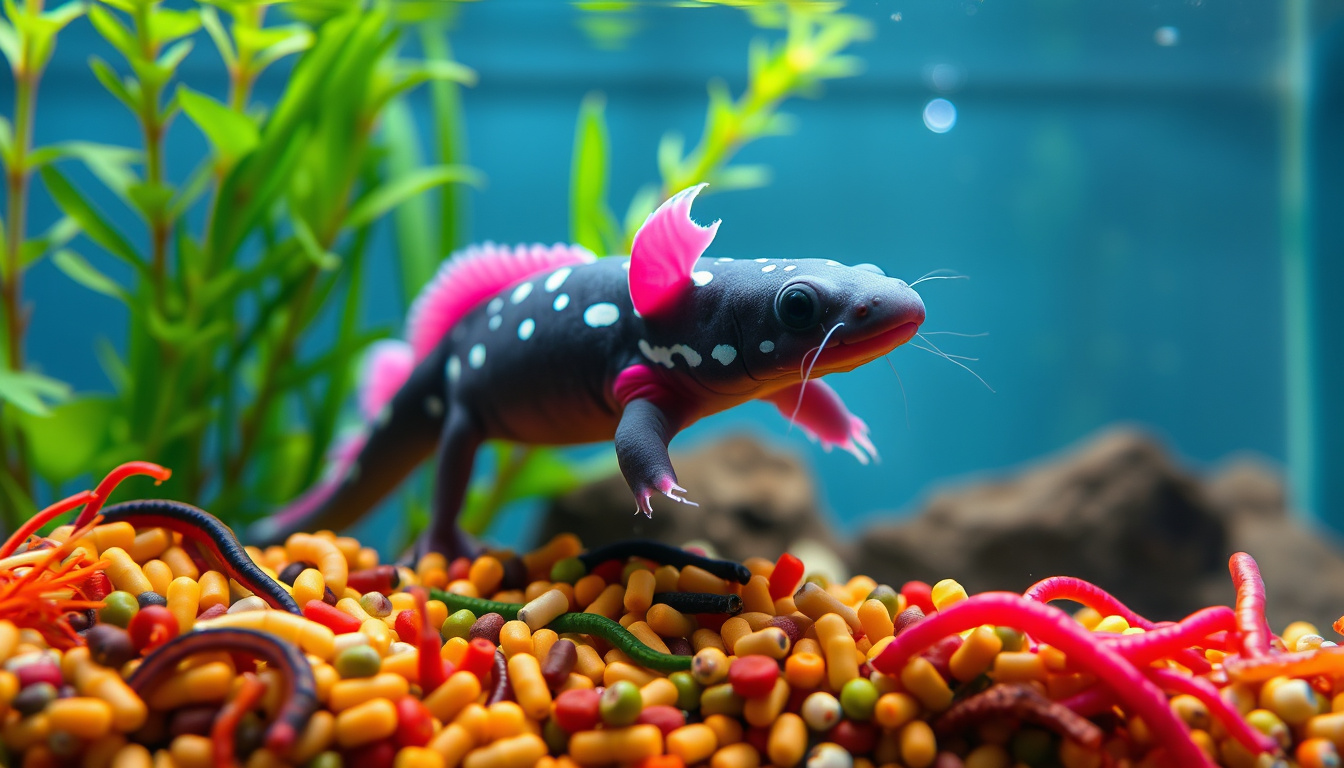 Discover the Fascinating<b> Axolotl Feeding Habits</b>: Tips for a Healthy Diet’ style=’display: block; margin: auto; max-width: 100%; height: auto;’></p>
<h2>The TL;DR</h2>
<ul>
<li>Axolotls are unique aquatic creatures with specific dietary needs.</li>
<li>Their natural diet includes small protein-rich prey like worms and insects.</li>
<li>Axolotl owners should choose high-quality food options to ensure proper nutrition.</li>
<li>Feeding frequency and portion control are crucial for preventing overfeeding.</li>
<li>Common mistakes include neglecting water quality and underestimating portion sizes.</li>
</ul>
<h3>Introduction to Axolotls: Unique Creatures of the Water</h3>
<p>Axolotls, often referred to as ‘Mexican walking fish,’ are fascinating aquatic creatures that have captivated the hearts of many due to their unique appearance and remarkable regenerative abilities.</p>
<p>Found primarily in the lakes of Mexico, these amphibians are known for their vibrant colors and feather-like gills, which give them an otherworldly charm.</p>
<p>One of the most intriguing aspects of axolotls is their feeding habits.</p>
<p>Unlike many other amphibians, axolotls are carnivorous, actively hunting for food rather than foraging.</p>
<p>They primarily consume a diet of small fish, worms, and various aquatic invertebrates, often using their suction feeding technique to capture prey quickly and efficiently.</p>
<p>Understanding the<b> axolotl feeding habits</b> is essential for anyone considering keeping these adorable animals as pets, as it helps ensure their nutritional needs are met and contributes to their overall health and well-being.</p>
<h3>Understanding the Natural Diet of Axolotls</h3>
<p>Understanding the natural diet of axolotls is crucial for anyone looking to keep these fascinating creatures as pets or simply expand their knowledge about them.</p>
<p>Axolotls are voracious eaters, and their feeding habits are primarily carnivorous, reflecting their origins as wild amphibians.</p>
<p>In the wild, they feast on a variety of small prey, including worms, insects, and larvae, which are abundant in their aquatic habitats.</p>
<p>When it comes to<b> axolotl feeding habits</b> in captivity, providing a balanced diet is key to ensuring their health and vitality.</p>
<p>Pet owners typically supplement their diet with high-quality pellets, live or frozen foods such as bloodworms, brine shrimp, and small pieces of fish or shrimp.</p>
<p>Monitoring their feeding routine is essential as overfeeding can lead to health issues.</p>
<p>By understanding these natural behaviors and dietary needs, you can create an optimal feeding environment for your axolotl, keeping them happy and thriving in their new home.</p>
<blockquote><p>‘You are what you eat. If you eat junk, you feel like junk.’ – E. N. McGowan</p></blockquote>
<h3>Ideal Food Options for Axolotl Owners</h3>
<p>If you’re an aspiring axolotl owner, understanding their unique feeding habits is essential to keeping your pet healthy and happy.</p>
<p>Axolotls are carnivorous creatures that thrive on a diet rich in protein, and offering a variety of food options is crucial for their well-being.</p>
<p>Ideal food options for axolotl owners include live foods such as worms, daphnia, and feeder fish, which mimic their natural hunting behavior and provide essential nutrients.</p>
<p>Additionally, high-quality pellets specifically designed for axolotls can be introduced into their diet, ensuring they receive a balanced meal.</p>
<p>Be sure to pay attention to the size of the food, as axolotls can only eat prey that fits comfortably in their mouths.</p>
<p>Whether you’re relying on live food or pellets, understanding<b> axolotl feeding habits</b> will not only contribute to their growth and vitality but also enhance the joy of caring for these fascinating little amphibians.</p>
<p><a href=