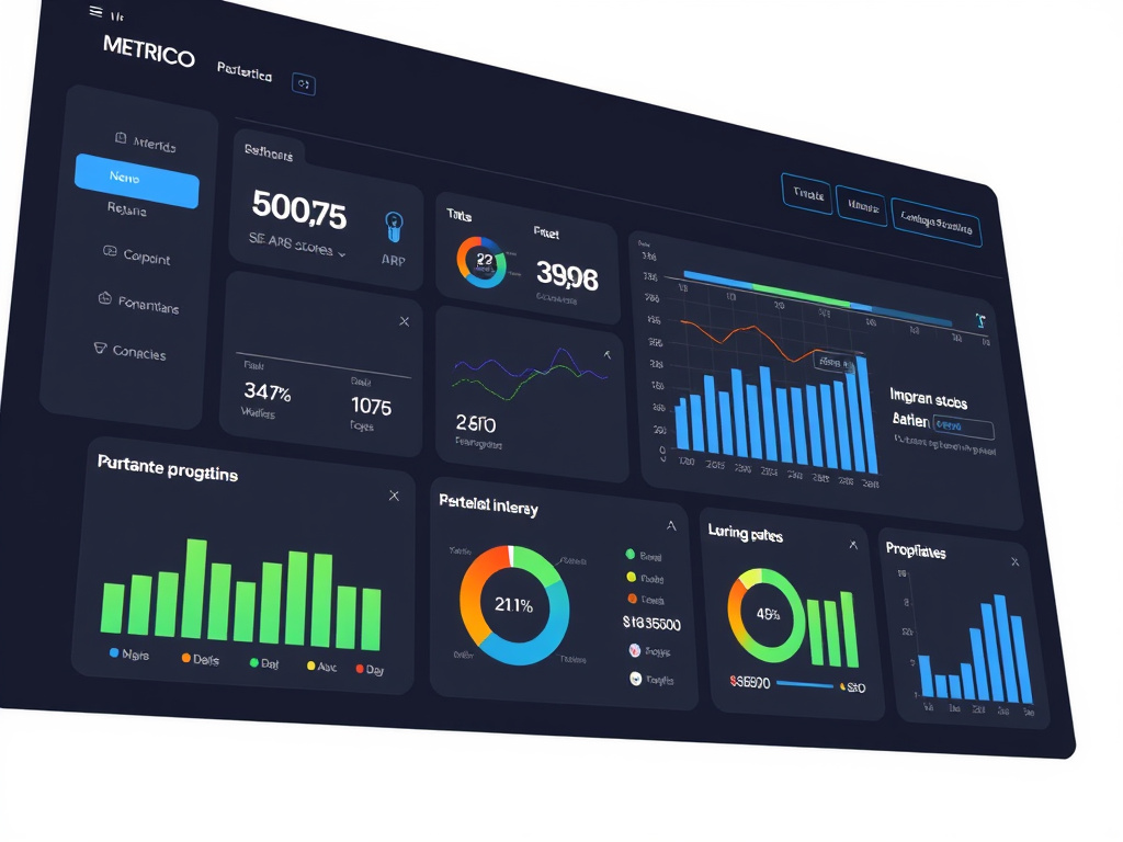 corporate dashboard displaying SEO metrics and scores with clean design