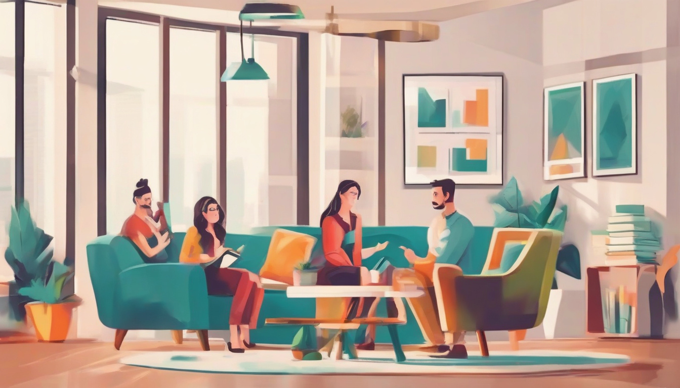  Compassionate family meeting with financial advisor discussing estate plans in cozy office setting