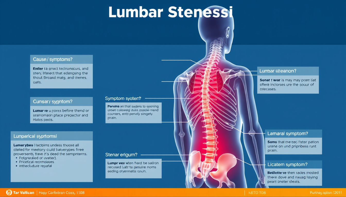  Medical diagram showing causes and symptoms of lumbar stenosis