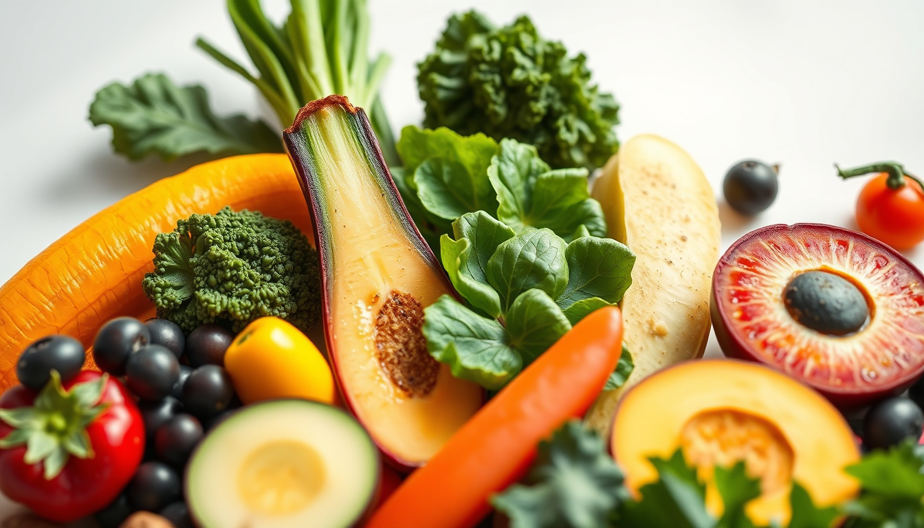  Fresh, glossy superfoods glowing with vitality and wellness