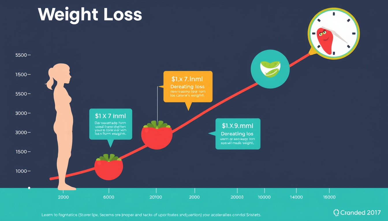  vibrant infographic showing weight loss progress through calorie deficit strategies