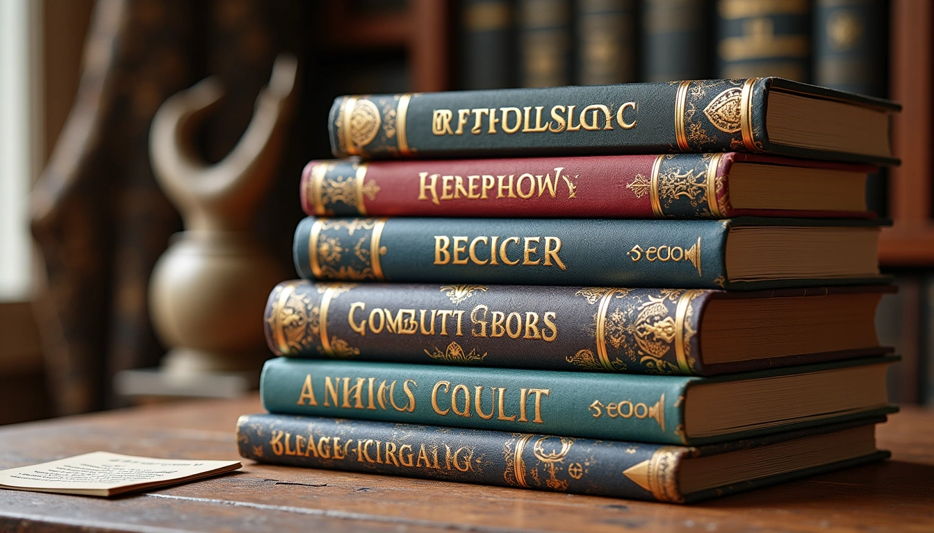 Collection of Norse mythology books including Neil Gaiman and academic translations with Viking artifacts