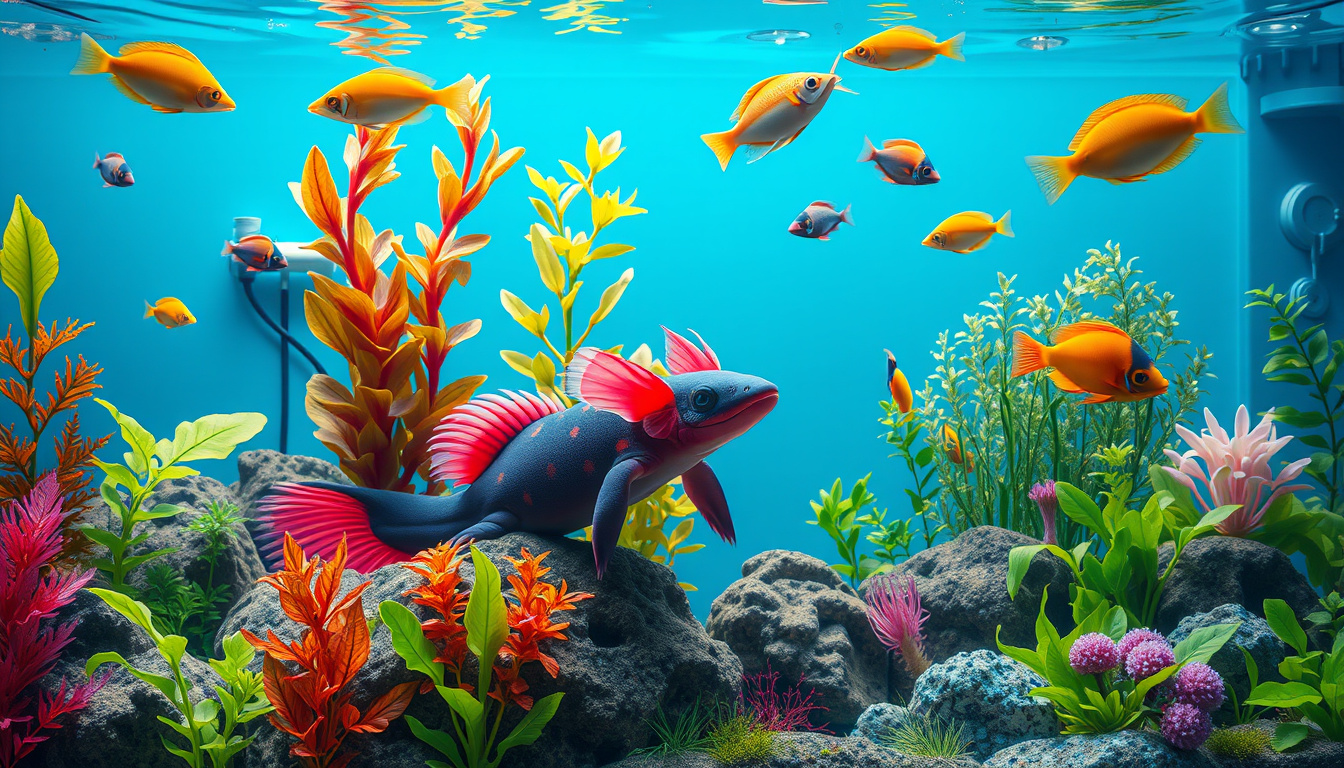 The Ultimate Guide to<b> Axolotl Filters</b>: How to Choose the Best for a Happy, Healthy Habitat’ style=’display: block; margin: auto; max-width: 100%; height: auto;’></p>
<h2>The TL;DR</h2>
<ul>
<li>Filtration is crucial for maintaining a healthy axolotl habitat.</li>
<li>Choosing the right filter type can impact your axolotl’s well-being.</li>
<li>Look for key features like flow rate and size suitability for axolotl tanks.</li>
<li>Consider reputable brands specifically designed for axolotl care.</li>
<li>Regular maintenance is essential for optimal filter performance.</li>
</ul>
<h3>Understanding the Importance of Filtration for Axolotls</h3>
<p>When it comes to keeping axolotls healthy and thriving in their aquatic environment, understanding the importance of filtration is crucial.</p>
<p>Axolotl filters play a pivotal role in maintaining water quality by removing harmful toxins and debris that can accumulate in their tank.</p>
<p>These enchanting creatures are particularly sensitive to changes in their surroundings, and poor water quality can lead to stress and health issues.</p>
<p>A good filtration system not only helps to keep the tank clean but also ensures that your axolotl has a stable and inviting home.</p>
<p>By investing in high-quality<b> axolotl filters</b>, you can provide a safe habitat for your pet, allowing them to flourish in their unique and vibrant ecosystem.</p>
<h3>Types of Filters Suitable for Axolotl Tanks</h3>
<p>When setting up an axolotl tank, choosing the right<b> axolotl filters</b> is crucial for maintaining a healthy environment for your unique aquatic pets.</p>
<p>There are several types of filters to consider, each with its own benefits tailored to the specific needs of axolotls.</p>
<p>Canister filters are a popular choice, as they offer powerful filtration and a high flow rate, which can easily manage the waste produced by these active creatures without disrupting their gentle habitat.</p>
<p>Sponge filters, on the other hand, provide a gentle flow and excellent biological filtration while also ensuring that the delicate gills of axolotls are not disturbed.</p>
<p>Hang-on-back filters are also a viable option but should be adjusted to minimize water agitation, which can stress axolotls.</p>
<p>Regardless of the type of filtration system you choose, ensure that it is properly cycled and offers both mechanical and biological filtration to keep your axolotl tank clean and thriving.</p>
<blockquote><p>‘The best way to take care of your axolotls is to give them a clean and stable environment, and the right filter is key to achieving that.’</p></blockquote>
<h3>Key Features to Look for in<b> Axolotl Filters</b></h3>
<p>When it comes to choosing the best<b> axolotl filters</b> for your aquatic friends, there are several key features to keep in mind to ensure their environment is clean and healthy.</p>
<p>First and foremost, it’s crucial to select a filter that offers gentle water flow.</p>
<p>Axolotls are sensitive to strong currents, so look for filters designed specifically for calm waters.</p>
<p>Additionally, consider the filter type—canister filters and sponge filters are often recommended for axolotls due to their effective mechanical and biological filtration while being gentle on these delicate creatures.</p>
<p>Another important feature is the filter’s capacity; it should be rated for the size of your tank, ideally capable of cycling the water volume several times per hour.</p>
<p>Finally, ensure that the filter is easy to maintain, as regular cleaning will help keep the water pristine and promote a thriving habitat.</p>
<p>By keeping these key features in mind, you can choose<b> axolotl filters</b> that will provide a safe and healthy environment for your mesmerizing aquatic pets.</p>
<p><a href=