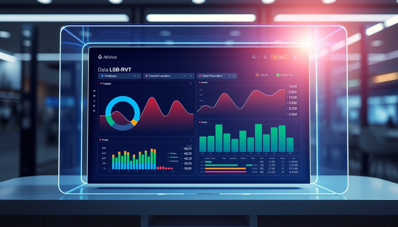 sleek modern interface displaying LSB-RVT data analytics on holographic screen
