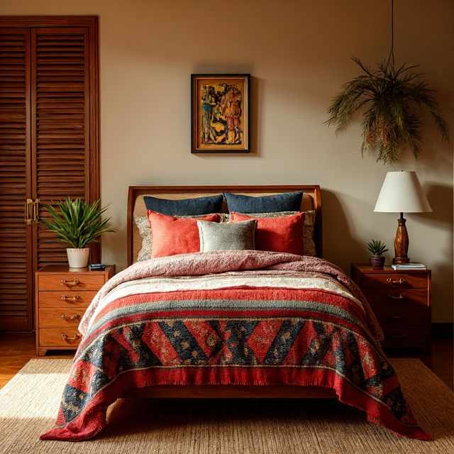 Ankara throw on a modern South African bedroom bed