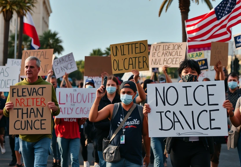 Representação visual de Federal Officials Condemn Democrats for 'Unsafe' Rhetoric Amid ICE Protests and Violence in LA and NYC