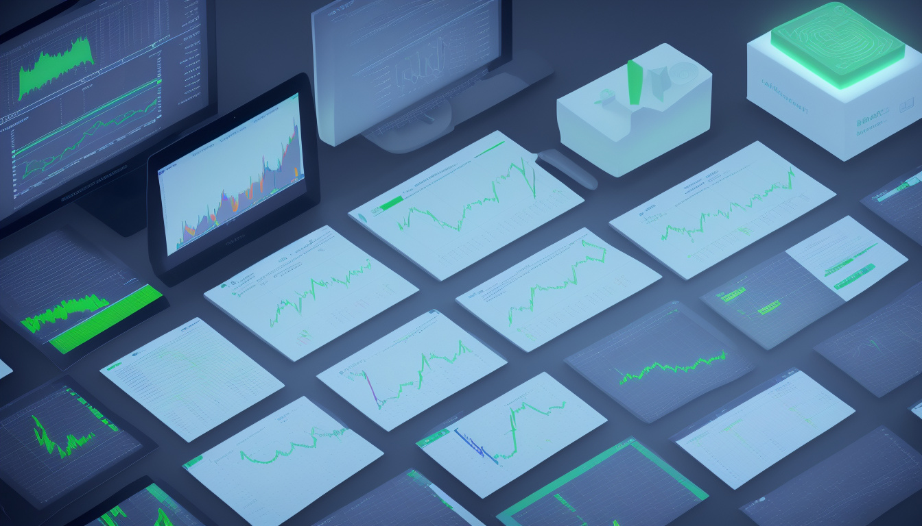 investor analyzing cryptocurrency charts amidst glowing blockchain networks and tax forms