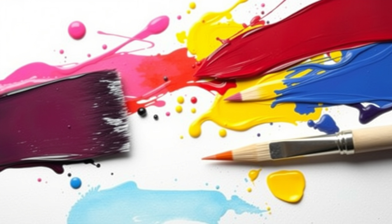 Mastering the Art of Painting: Tips and Techniques for Beginners 1 Abstract brushes and vibrant paint splashes on canvas
