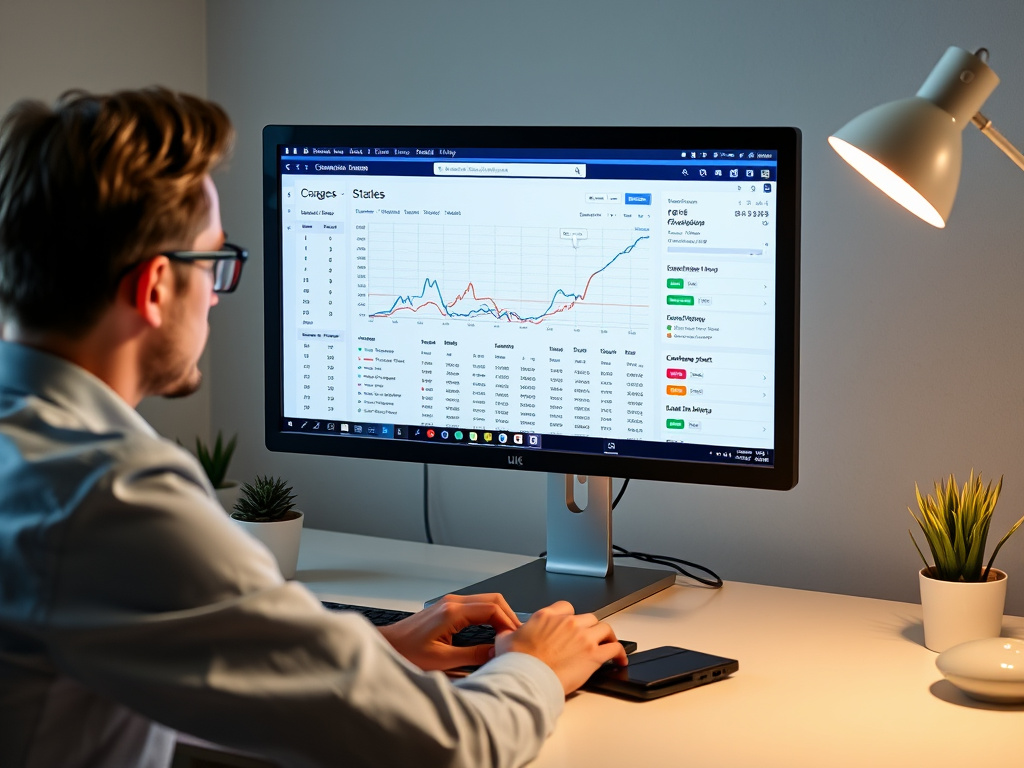 digital marketing professional analyzing backlink profile and outreach strategies on a desktop monitor