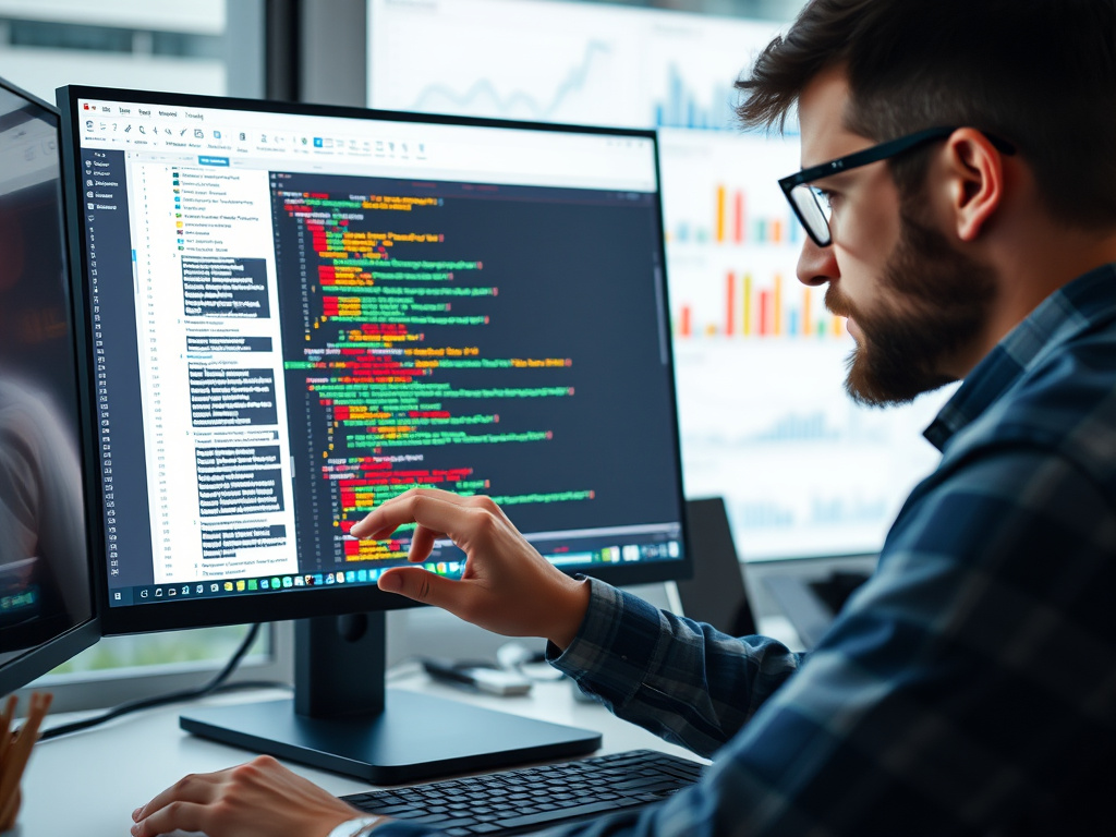 professional digital marketer editing meta tags on a computer screen with SEO analytics in the background