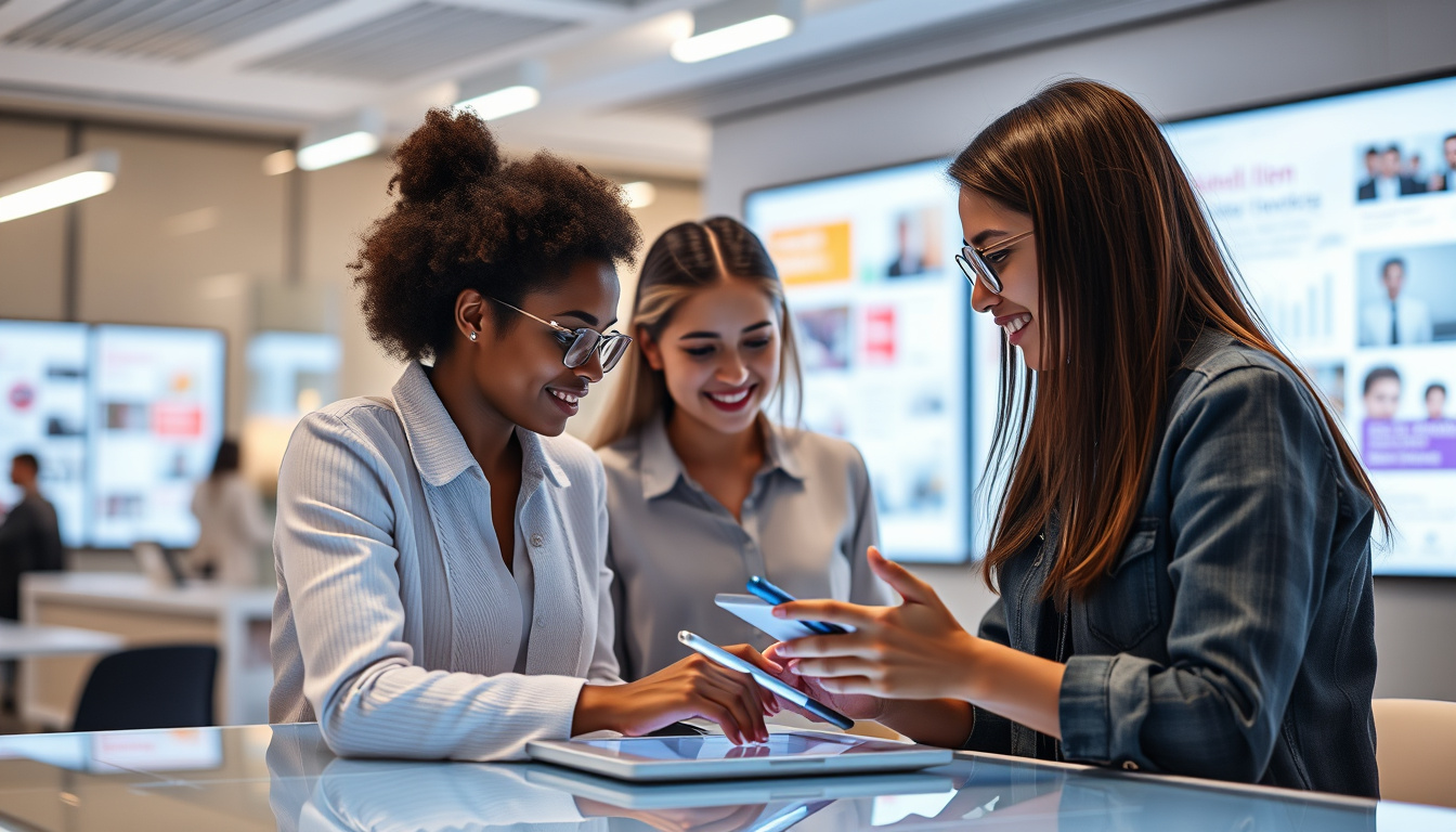 Engaged users interacting with tailored content on sleek digital interfaces
