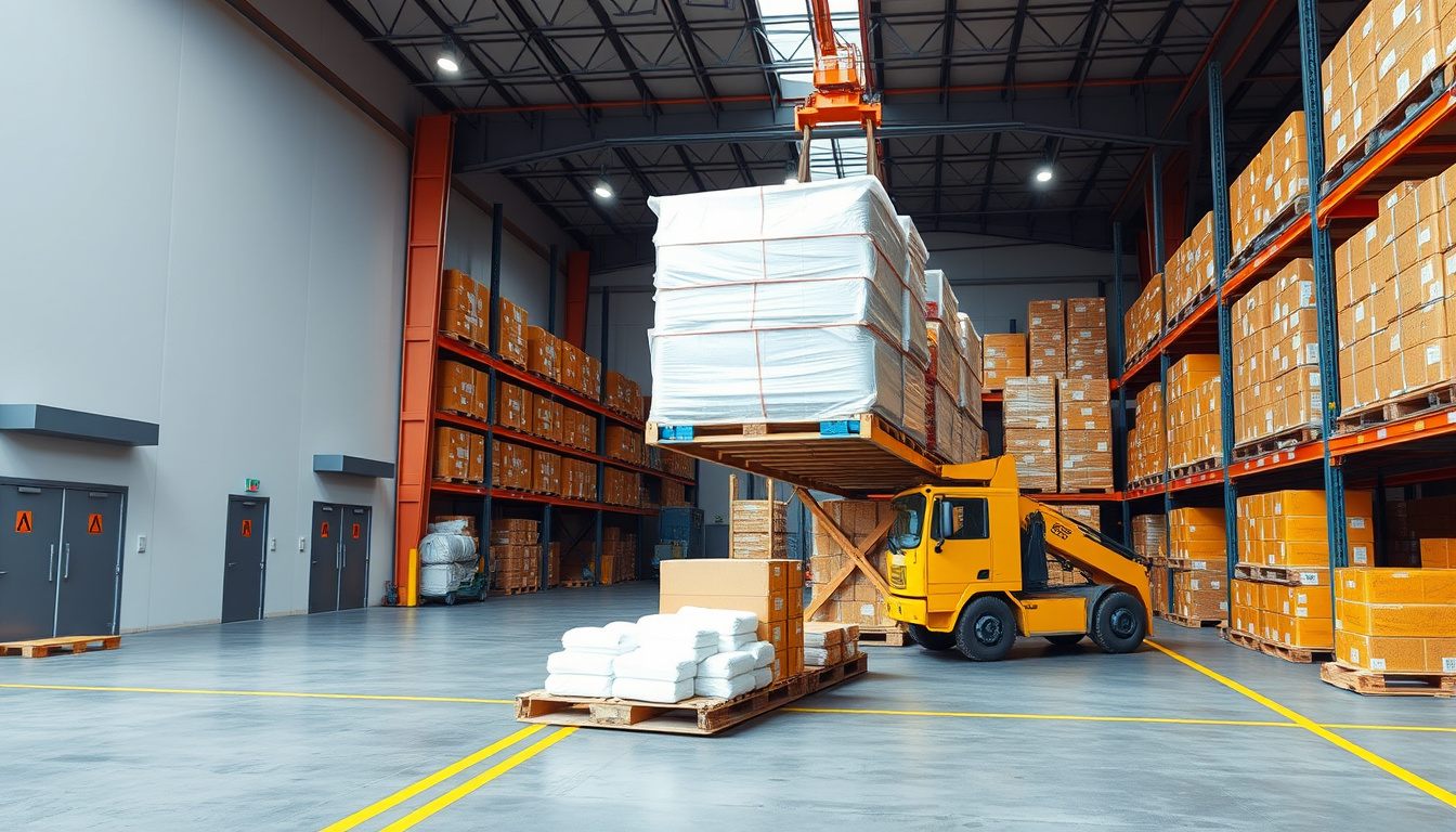  warehouse loading bulk materials, efficient transportation and shipping concept