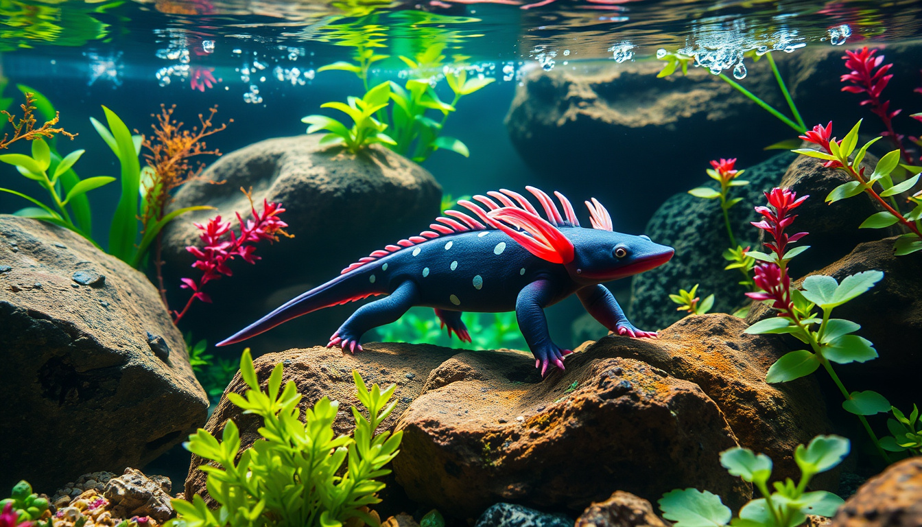 Exploring the Unique<b> Axolotl Habitat</b>: Discover the Secrets of This Aquatic Wonder’ style=’display: block; margin: auto; max-width: 100%; height: auto;’></p>
<h2>The TL;DR</h2>
<ul>
<li>The axolotl is a unique amphibian known for its regenerative abilities and distinct appearance.</li>
<li>Axolotls are primarily found in the water bodies of Mexico, specifically in and around the ancient lakes of Xochimilco.</li>
<li>The axolotl’s habitat features specific physical characteristics, including high levels of water clarity and temperature stability.</li>
<li>Threats like pollution, habitat destruction, and invasive species pose significant risks to axolotl ecosystems.</li>
<li>Conservation efforts are crucial to preserving the axolotl’s natural habitat and ensuring its survival in the wild.</li>
</ul>
<h3>Introduction to the Axolotl</h3>
<p>The axolotl, often referred to as the ‘Mexican walking fish,’ is a fascinating amphibian that has captured the hearts of many young enthusiasts around the world.</p>
<p>Native to the ancient lakes and canals of Mexico, particularly in the historic region surrounding Mexico City, the<b> axolotl habitat</b> is quite unique.</p>
<p>Unlike most amphibians which undergo metamorphosis, axolotls retain their larval features throughout their lives, a phenomenon known as neoteny.</p>
<p>This means that they live underwater with external gills and a sleek, feathery appearance.</p>
<p>In their natural habitat, they thrive in shallow waters with plenty of vegetation, which provides cover and aids in their instinctual hunting of small fish and invertebrates.</p>
<p>However, due to habitat loss, pollution, and invasive species, the axolotl is critically endangered in the wild, making understanding and preserving their habitat more important than ever.</p>
<h3>Geographical Distribution of<b> Axolotl Habitat</b>s</h3>
<p>The <b>axolotl habitat</b> is an intriguing topic that highlights the unique environmental conditions required for this fascinating creature to thrive.</p>
<p>Native to the lake complex of Xochimilco near Mexico City, the axolotl inhabits freshwater lakes and canals.</p>
<p>Unlike many amphibians, which undergo a complete metamorphosis, axolotls are neotenic, meaning they retain their larval features throughout their adult life, including their aquatic gills.</p>
<p>The specific conditions of their habitat play a crucial role in their survival, as they require clean, still water with a stable temperature, typically between 16-18 degrees Celsius (60-64 degrees Fahrenheit).</p>
<p>Unfortunately, due to urbanization and pollution, their natural habitats are diminishing, prompting conservation efforts to protect these incredible creatures.</p>
<p>By understanding the geographical distribution of<b> axolotl habitat</b>s, we can better appreciate the importance of preserving their ecosystems and the role that individuals like you can play in safeguarding the future of this unique species.</p>
<blockquote><p>‘The greatest threat to our planet is the belief that someone else will save it.’ – Robert Swan</p></blockquote>
<h3>Physical Characteristics of the<b> Axolotl Habitat</b></h3>
<p>The<b> axolotl habitat</b> is a fascinating topic, especially for young nature enthusiasts!</p>
<p>These unique creatures are native to the lake systems near Mexico City, with their prime environment being the ancient lakes of Xochimilco.</p>
<p>One of the standout features of the<b> axolotl habitat</b> is its significance as a freshwater ecosystem, rich in aquatic plants and diverse species.</p>
<p>The shallow, warm waters of these lakes are ideal for axolotls, allowing them to thrive in temperatures ranging between 16 to 18 degrees Celsius (60 to 64 degrees Fahrenheit).</p>
<p>This aquatic environment is filled with numerous hiding spots among rocks and vegetation, offering safety from predators.</p>
<p>Additionally, the water clarity in their habitat plays a crucial role, as it allows effective hunting for their prey, which mainly consists of small fish and insects.</p>
<p>Learning about the physical characteristics of the<b> axolotl habitat</b> can help us appreciate the delicate balance of nature and why it’s essential to protect such unique ecosystems.</p>
<p><a href=