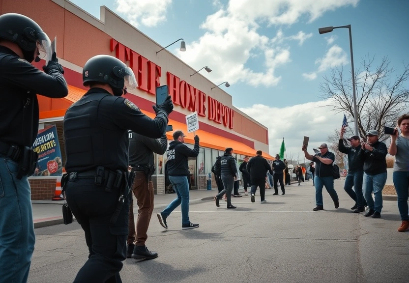 Representação visual de Tensions Rise at Paramount Home Depot as Protesters Clash with Immigration Agents