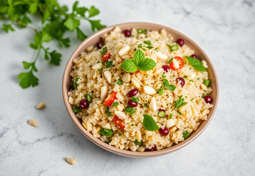 Representação visual de Salada Refrescante de Quinoa com Couve e Grão-de-Bico Crocante