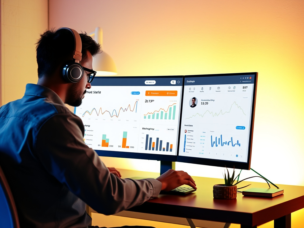 professional web developer configuring A/B test in digital marketing software dashboard