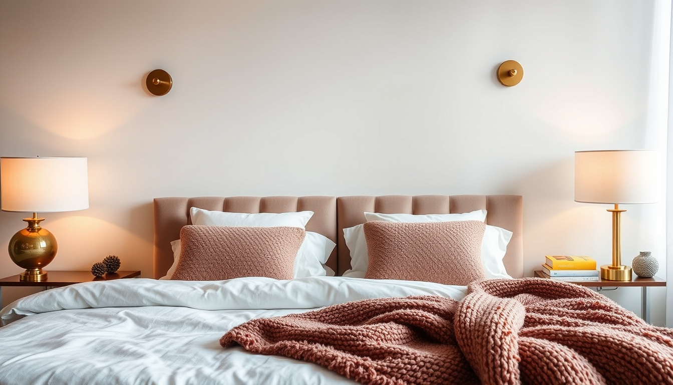 Transform Your Space with Stunning Home Decor Ideas 1 Cozy bedroom with elegant lamps and plush throws