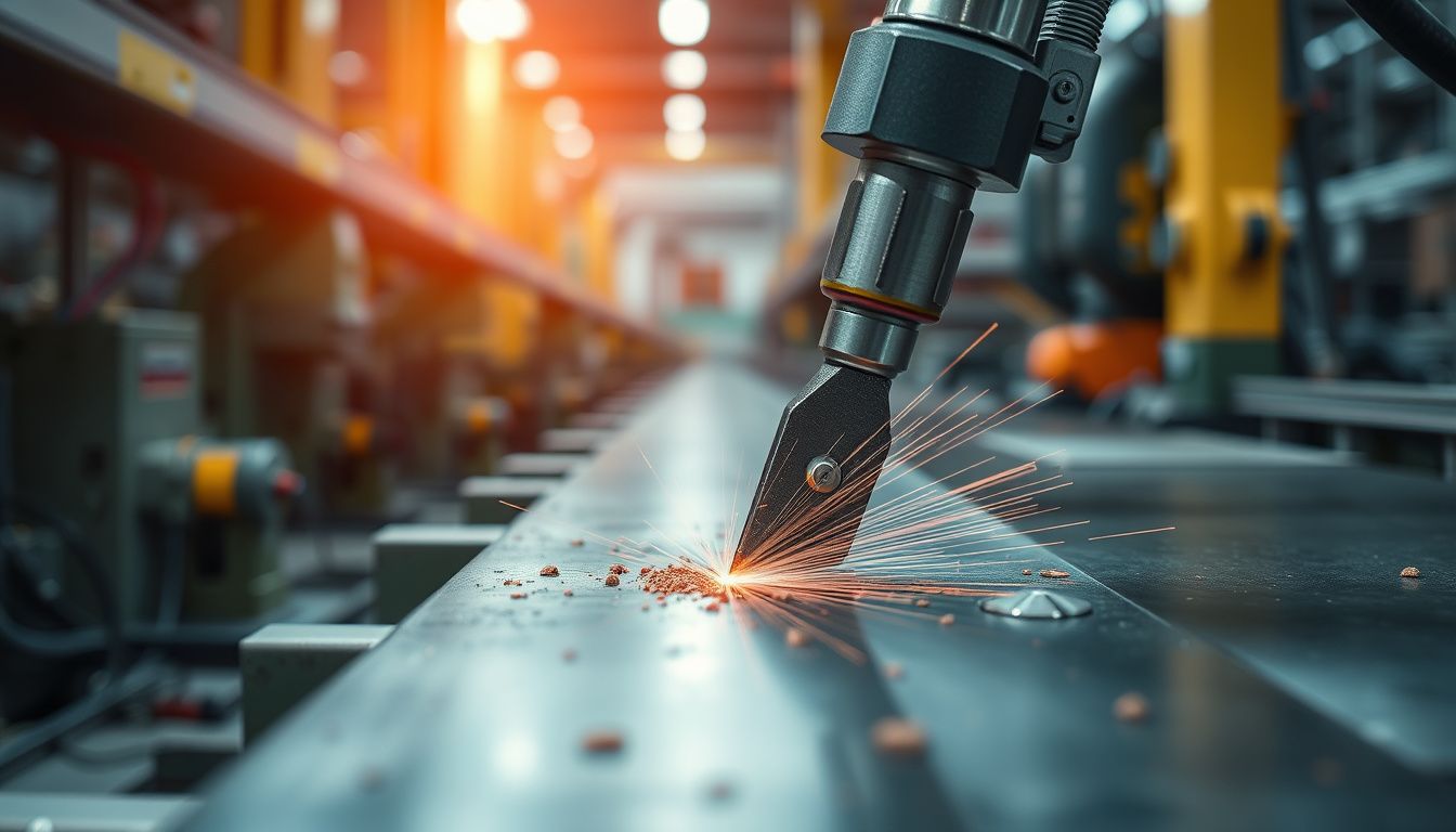  Close-up of precision tools scrapping metal surfaces in a high-tech factory