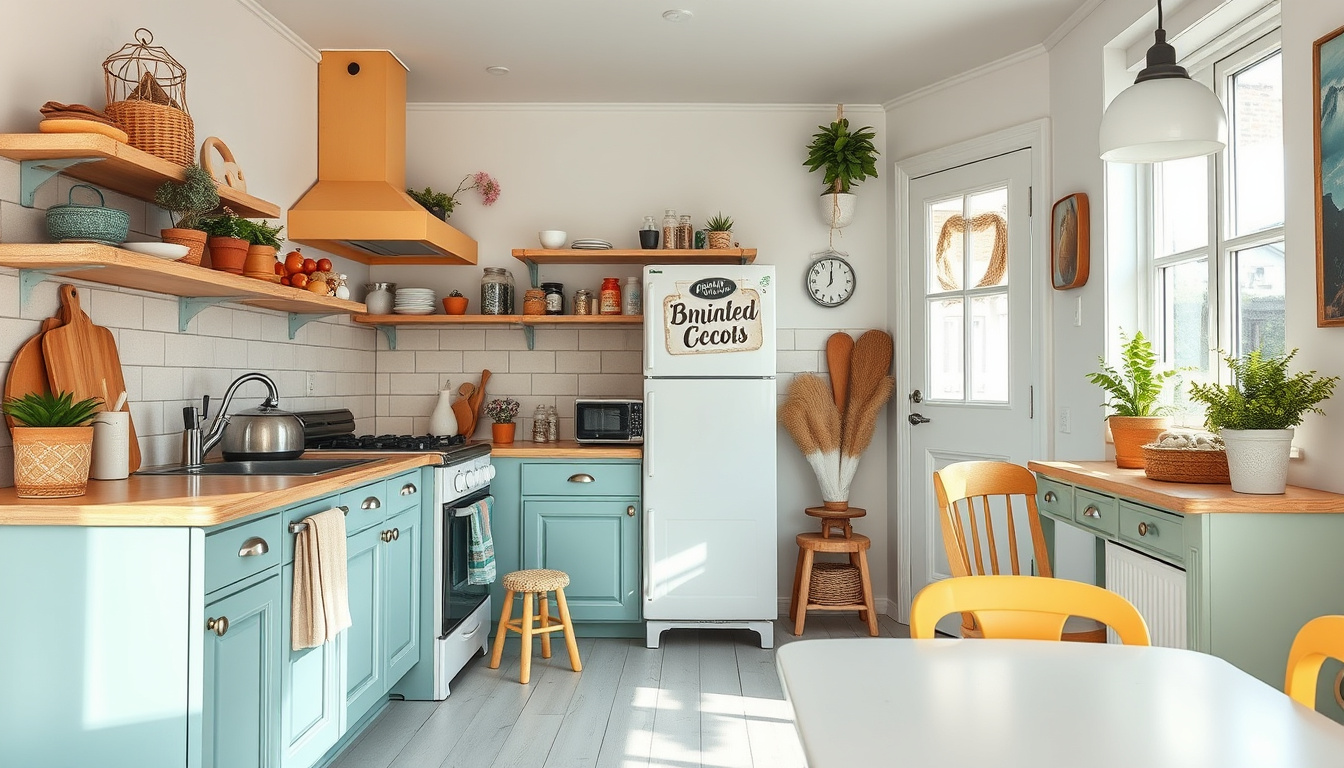  Cozy kitchen with fresh paint, upcycled furniture, and handmade accents