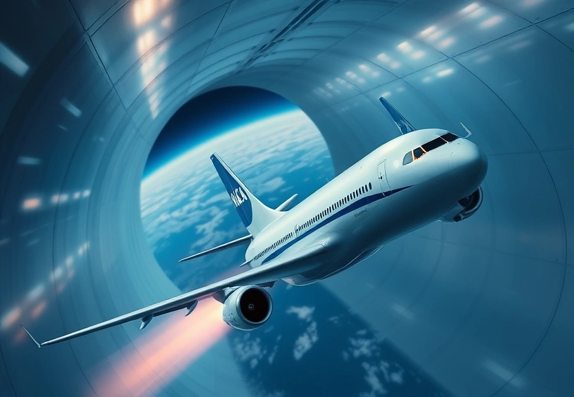 Representação visual de NASA testa revolucionário avião supersônico em túnel de vento para voos silenciosos