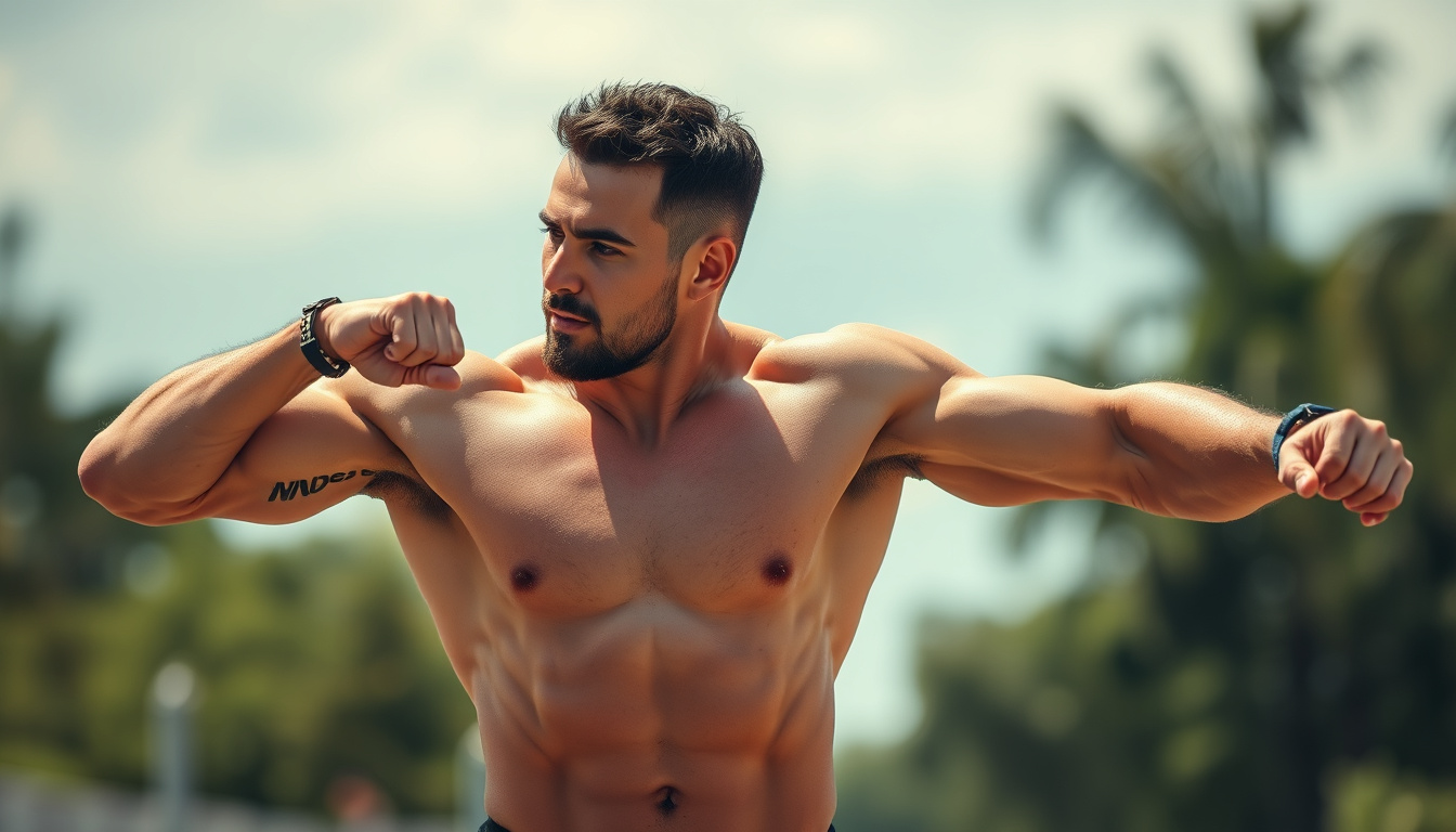  An inspiring athlete performing strongman exercises outdoors