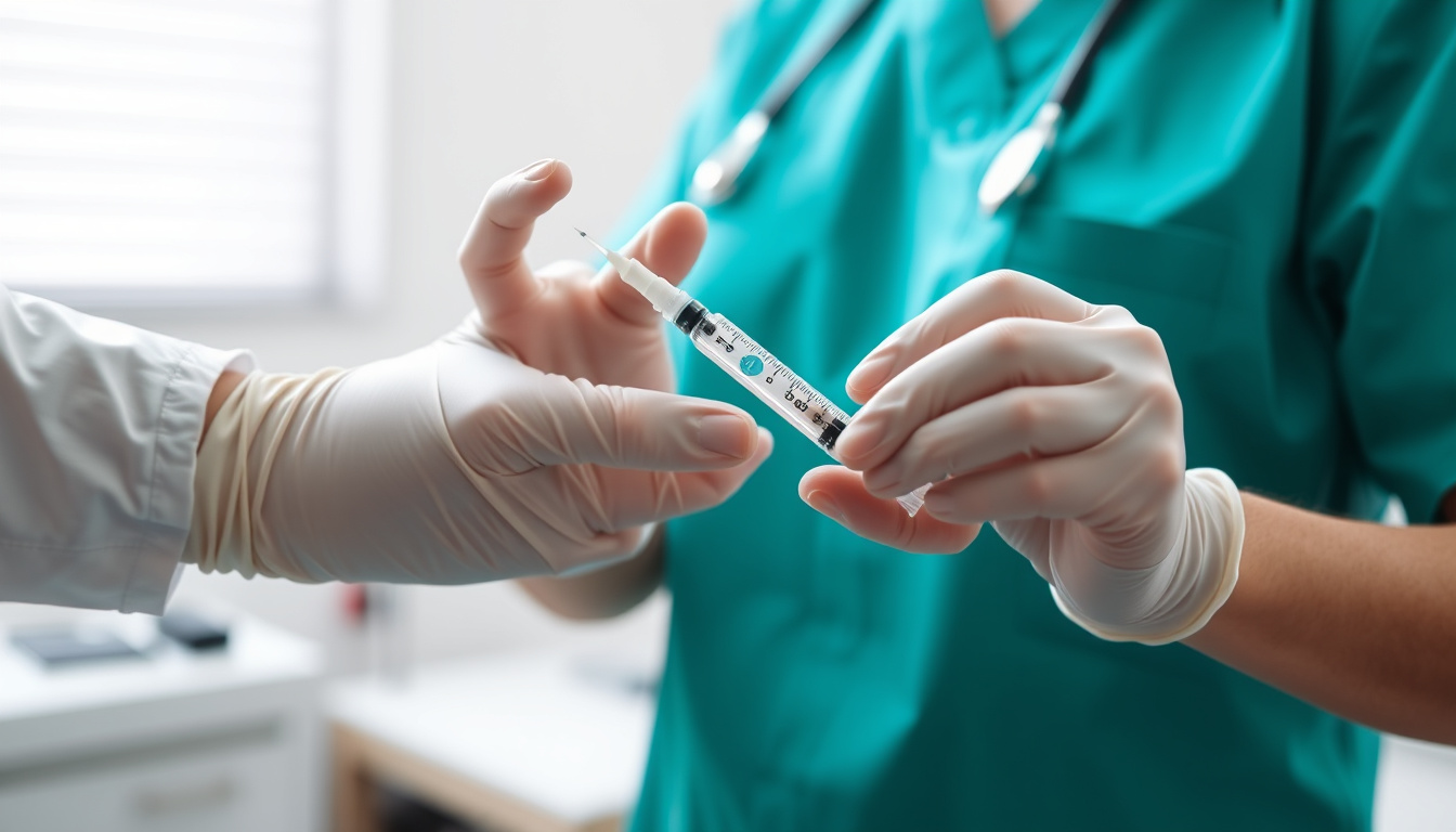  Medical professional administering HCG injection in a clinical setting