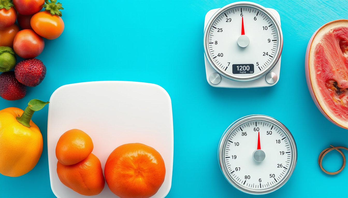  detailed nutrition labels, scales, and motivational weight loss goals on digital display