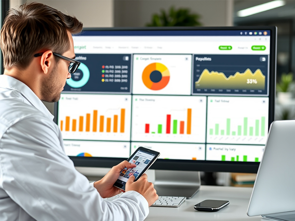 digital marketing analyst reviewing website performance dashboard