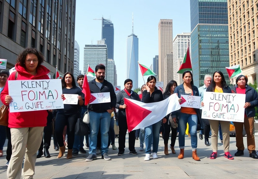 Representação visual de Membros do JVP Chicago iniciam jejum indefinido para alertar sobre a crise de fome em Gaza