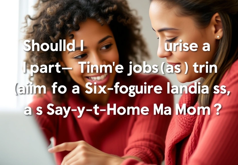 Representação visual de Should I Pursue a Part-Time Job or Aim for a Six-Figure Salary as a Stay-at-Home Mom?